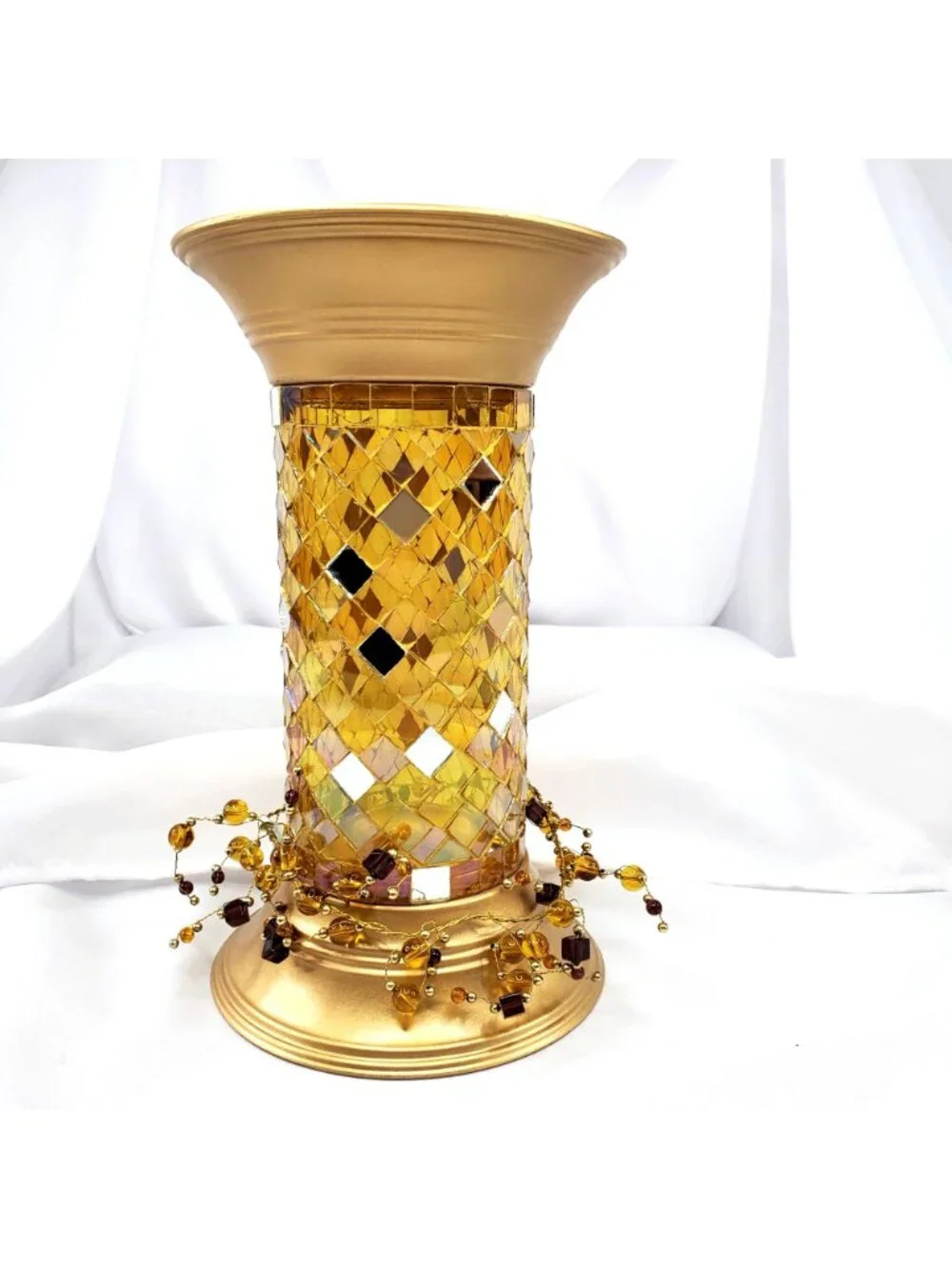 Partylite P9903 Gold Mosaic Column Candle Holder 9